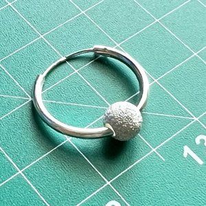 New Genuine 925 Sterling Silver Endless Hoop Stardust Bead Earrings Gift Box